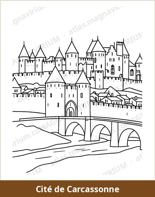 Cité de Carcassonne coloring page